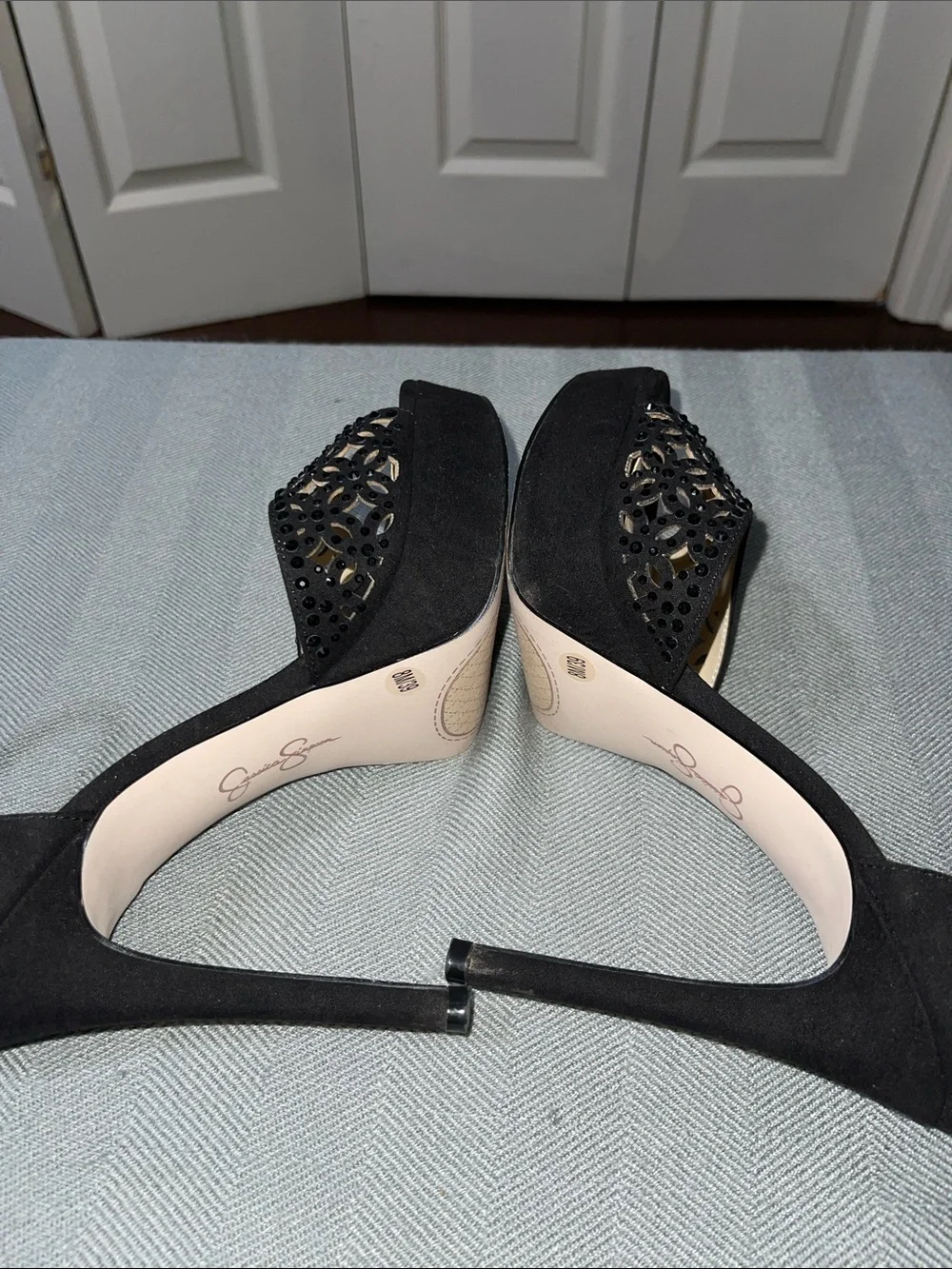 Jessica Simpson Soraia 2 black platform heels sandals